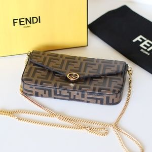 Fendi Wallet On Chain With Pouches Brown leather mini-bag